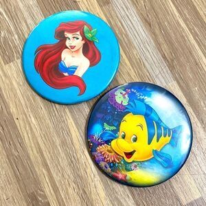 Disney the little mermaid Ariel and flounder large pins vintage retro fun decor